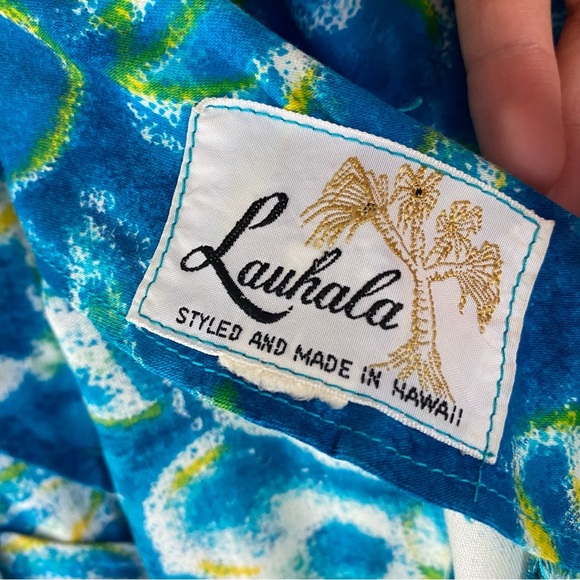 Vintage Lauhala Hawaii Dress Hibiscus Maxi Ruffle Sleeve Zip Back Size XS? Blue - Picture 11 of 16
